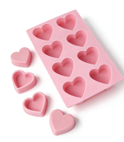 Shopify Product Images & Descriptions for European & American Markets Pink 8-Cavity Heart-Shaped Silicone Mold Collection