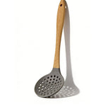 Shopify Product Images & Descriptions for European & American Markets Light Gray Wooden Handle Silicone Skimmer Ladle Collection