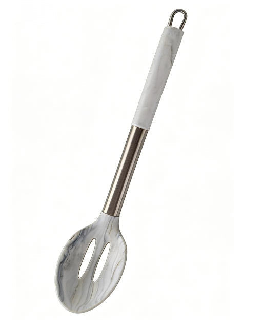 Shopify Product Images & Descriptions for European & American Markets Gray White Marble-Effect Ladle with Oval Cutouts Collection