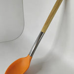 Professional Heat Resistant Silicone Spoon with Natural Wood Handle - BPA Free, Non-Stick Cooking Tool
