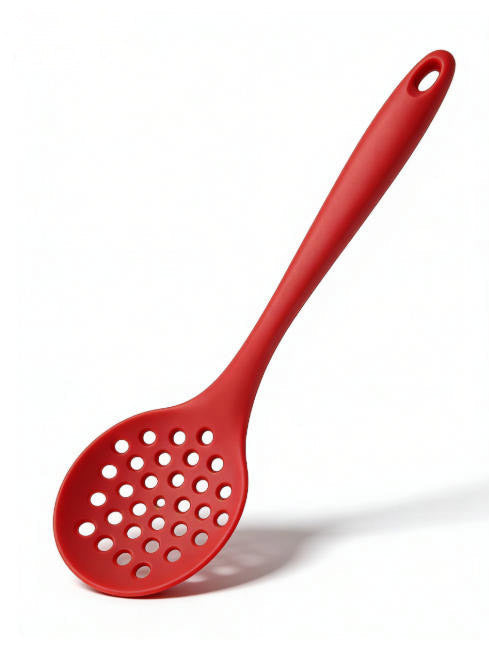 Premium Heat-Resistant Red Silicone Ladle - Professional Kitchen Draining Tool
