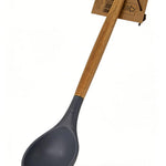 Premium Heat-Resistant Silicone Ladle with Natural Wood Handle - Professional Kitchen Tool