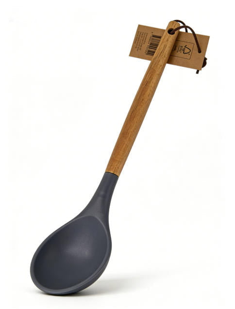 Premium Heat-Resistant Silicone Ladle with Natural Wood Handle - Professional Kitchen Tool