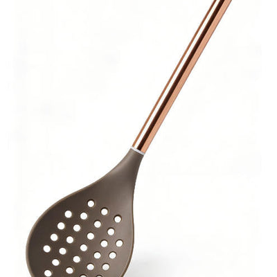 Premium Heat-Resistant Silicone Slotted Spoon with Rose Gold Handle - Luxury Kitchen Tool