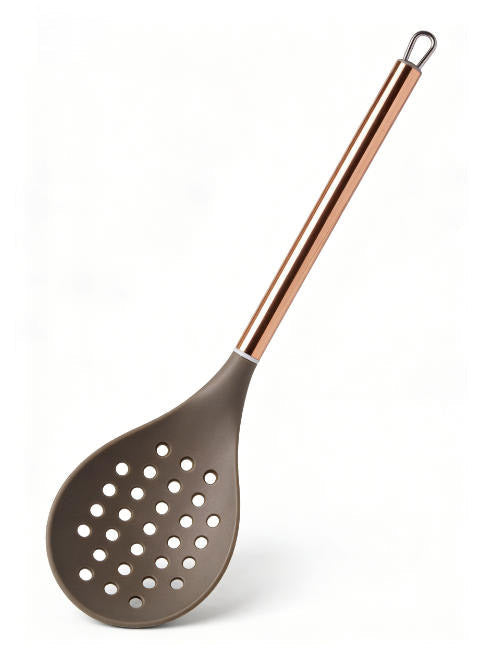 Premium Heat-Resistant Silicone Slotted Spoon with Rose Gold Handle - Luxury Kitchen Tool