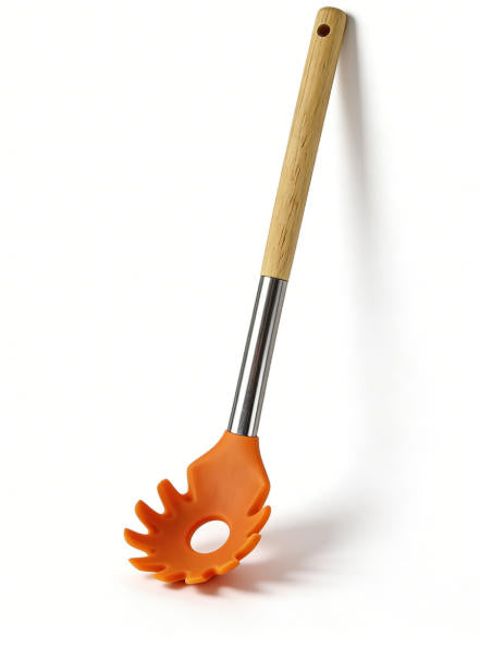 Premium Heat-Resistant Silicone Slotted Spoon with Gear-Shaped Head - Innovative Kitchen Tool