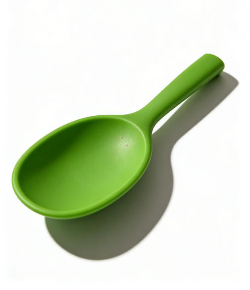 Premium Heat-Resistant Bright Green Silicone Spoon - One-Piece Modern Design