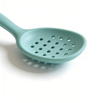 Premium Heat-Resistant Pastel Light Blue Silicone Slotted Spoon - Modern Kitchen Tool