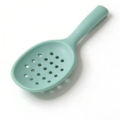Premium Heat-Resistant Pastel Light Blue Silicone Slotted Spoon - Modern Kitchen Tool