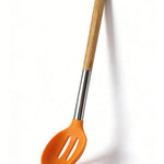 Premium Heat-Resistant Orange Silicone Slotted Spoon - Professional Kitchen Tool