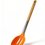 Premium Heat-Resistant Orange Silicone Slotted Spoon - Professional Kitchen Tool