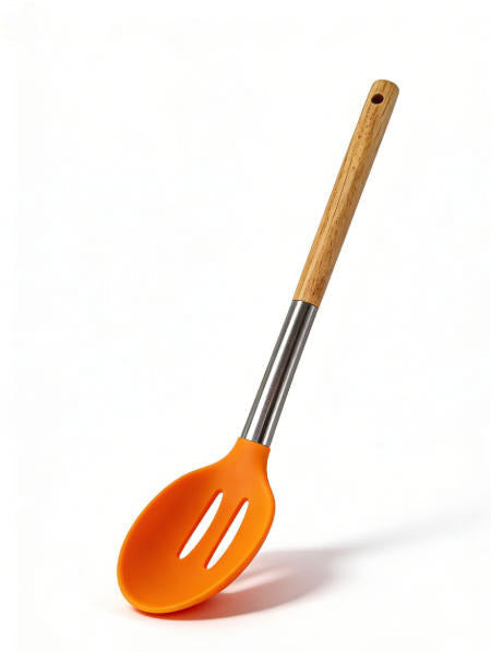 Premium Heat-Resistant Orange Silicone Slotted Spoon - Professional Kitchen Tool