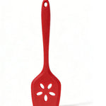 Premium Heat-Resistant Red Silicone Slotted Turner - Professional Kitchen Tool