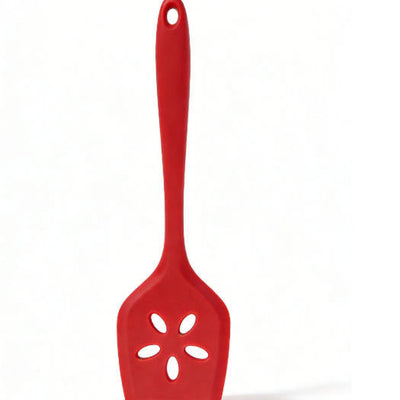 Premium Heat-Resistant Red Silicone Slotted Turner - Professional Kitchen Tool