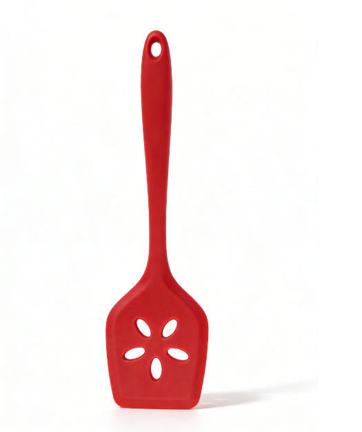 Premium Heat-Resistant Red Silicone Slotted Turner - Professional Kitchen Tool