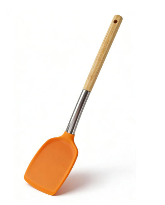 Premium Heat-Resistant Silicone Spatula with Natural Wood Handle - Professional Kitchen Tool