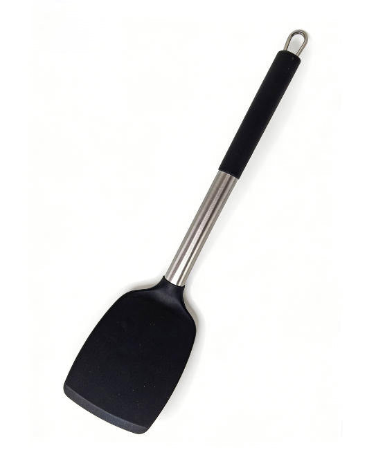 Premium Black Silicone Turner with Non-Slip Handle - Professional Grade Kitchen Tool