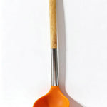 Premium Soup Ladle with Light Yellow Wood Handle - Professional Kitchen Tool
