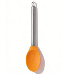 Premium Food-Grade Silicone Spoon – Heat Resistant Kitchen Utensil with Stainless Steel Handle, Elegant Orange Design