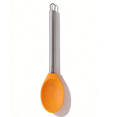 Premium Food-Grade Silicone Spoon – Heat Resistant Kitchen Utensil with Stainless Steel Handle, Elegant Orange Design