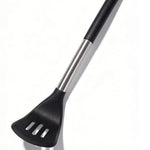 Premium Food-Grade Silicone Slotted Turner – Heat Resistant Kitchen Utensil with Anti-Scald Handle, Professional Black Design
