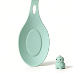 Premium Food-Grade Silicone Spatula Rest – Heat Resistant Kitchen Utensil Holder, Elegant Mint Green Design