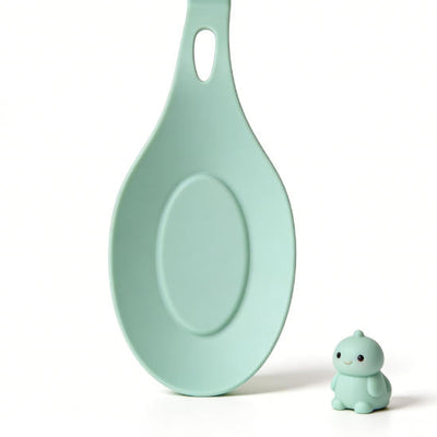 Premium Food-Grade Silicone Spatula Rest – Heat Resistant Kitchen Utensil Holder, Elegant Mint Green Design