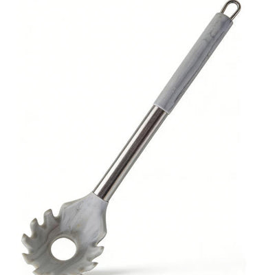 Food-Grade Silicone Pasta Server with Marble Handle - Heat Resistant Spaghetti Fork