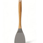 Food-Grade Silicone Spatula with Natural Wooden Handle - Heat Resistant Non-Stick Turner