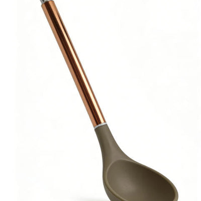 Luxury Food-Grade Silicone Ladle with Rose Gold Handle - Heat Resistant Soup Ladle