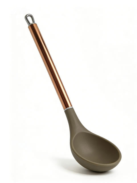 Luxury Food-Grade Silicone Ladle with Rose Gold Handle - Heat Resistant Soup Ladle