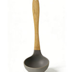 Natural Wood Handle Silicone Ladle - Food Grade Heat Resistant Soup Ladle