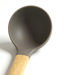 Natural Wood Handle Silicone Ladle - Food Grade Heat Resistant Soup Ladle