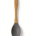 Natural Wood Handle Silicone Spoon - Food Grade Heat Resistant Cooking Spoon