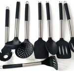 8-Piece Silicone Cooking Utensil Set - Heat Resistant Non-stick Kitchen Utensils with Stainless Steel Handles