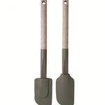 2-Piece Silicone Spatula Set - Heat Resistant Non-stick Turner with Wheat Straw Handles