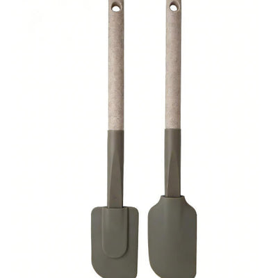 2-Piece Silicone Spatula Set - Heat Resistant Non-stick Turner with Wheat Straw Handles